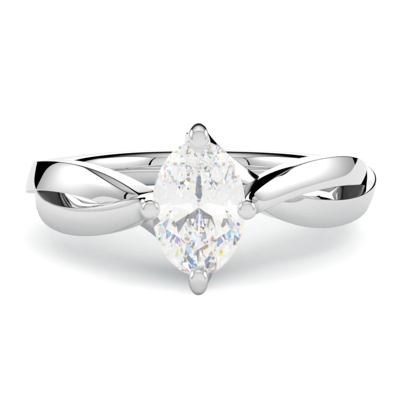 Pierścionek z platyny z diamentem w szlifie owal